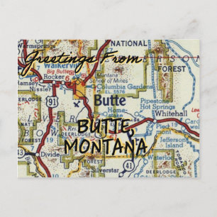Butte Montana Vintage Karte