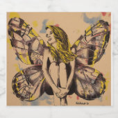 buttefly Dame, Schmetterlingsfrau, blonde Bierflaschenetikett (Einzelnes Label)