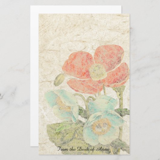 Büttenpapier-orientalische Mohnblumen-Blumen mit Briefpapier (Vorne/Hinten)