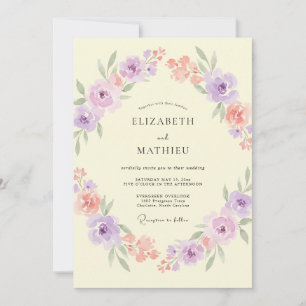Butter-Amethyst-Blüten-Hochzeit Einladung