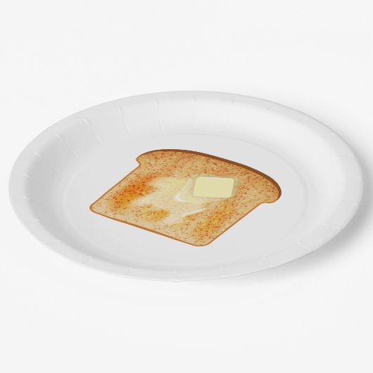 Butter auf Toast Pappteller (Schrägansicht)