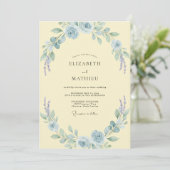 Butter Azure Bloom Hochzeit Einladung (Stehend Vorderseite)