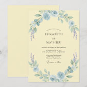 Butter Azure Bloom Hochzeit Einladung (Vorne/Hinten)