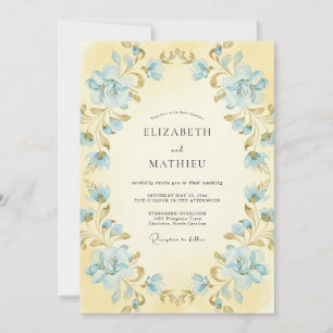 Butter Azure Kranz Hochzeit Einladung