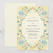 Butter Azure Kranz Hochzeit Einladung (Vorne/Hinten)