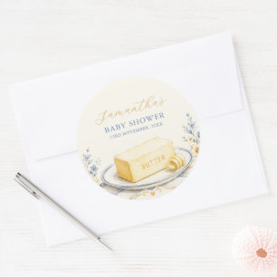 Butter Baby Shower Elegant Runder Aufkleber
