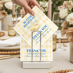 Butter Believe It Yellow Gingham Boy Baby-Party Serviette