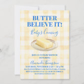 Butter Believe It Yellow Gingham Boy Baby Shower Einladung (Vorderseite)