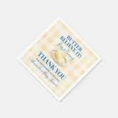 Butter Believe It Yellow Gingham Boy Baby Shower Serviette (Ecke)