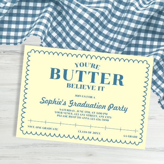 Butter Believe It Yellow Vintage 2026 Graduation Einladung