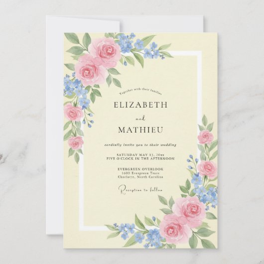 Butter Blush Petal Hochzeit Einladung (Vorderseite)
