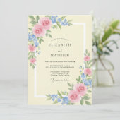 Butter Blush Petal Hochzeit Einladung (Stehend Vorderseite)