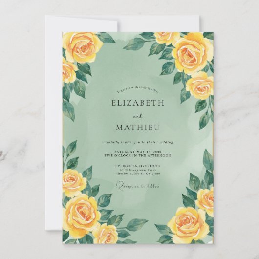 Butter Celadon Soft Rose Hochzeit Einladung (Vorderseite)