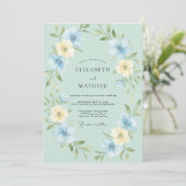 Butter Celeste Kranz Hochzeit Einladung (Stehend Vorderseite)