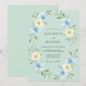 Butter Celeste Kranz Hochzeit Einladung (Vorne/Hinten)
