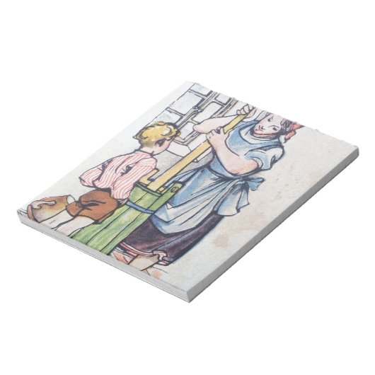Butter Churn Mutter Son antikes Aquarellland Notizblock (Rotiert)