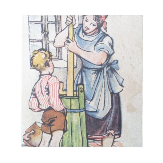 Butter Churn Mutter Son antikes Aquarellland Notizblock (Vorderseite)
