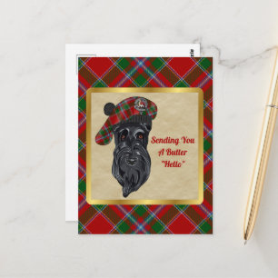 Butter Clan Abzeichen & Tartan Postkarte