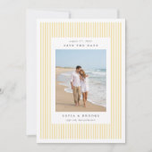 Butter | Classic Pinstripe Photo Wedding Save The Date (Vorderseite)