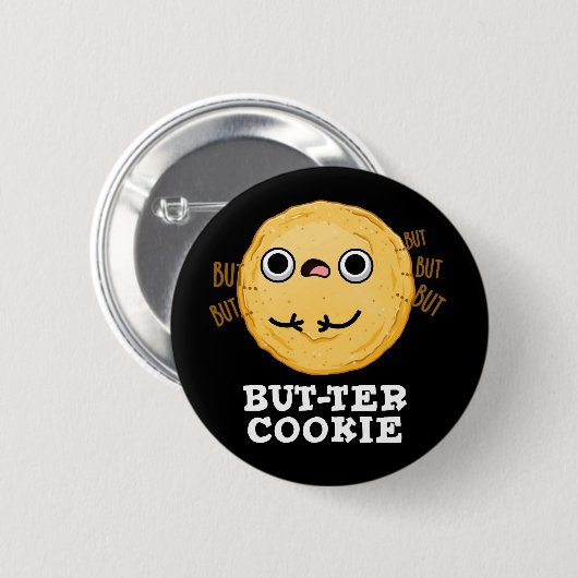 Butter Cookie Funny Food Puff Dark BG Button (Vorne & Hinten)