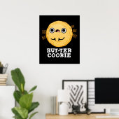Butter Cookie Funny Food Puff Dark BG Poster (Heimbüro)