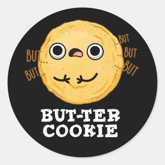 Butter Cookie Funny Food Puff Dark BG Runder Aufkleber (Vorderseite)