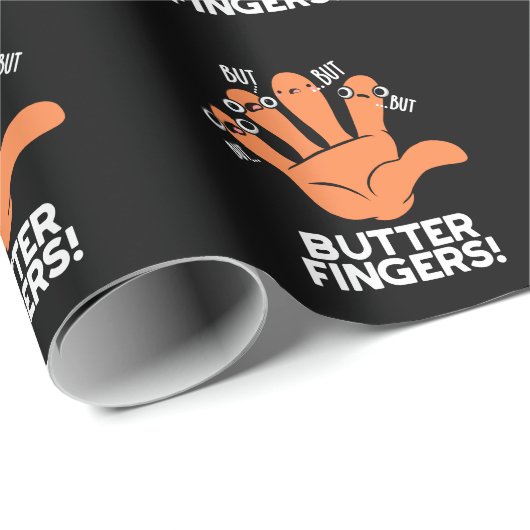 Butter Fingers Funny Anatomy Pun Dark BG Geschenkpapier (Rolleneckpunkt)