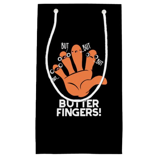 Butter Fingers Funny Anatomy Pun Dark BG Kleine Geschenktüte (Vorderseite)