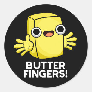 Butter Fingers Funny Butter Food Puff Dark BG Runder Aufkleber