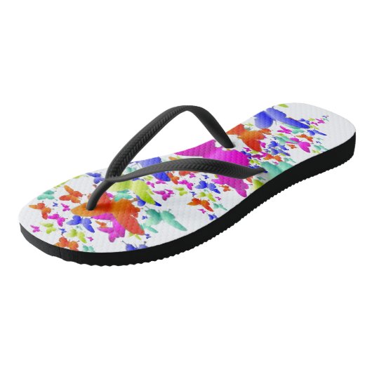 Butter Fly Art Design Badesandalen (Schrägansicht)