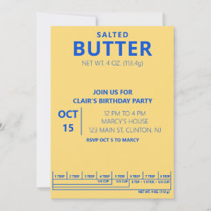 Butter-Geburtstagsfeier-Kochparty Einladung