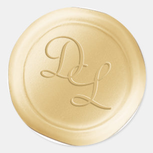 Butter Gelb 2 Buchstaben Monogramm Wachs Siegel Au Runder Aufkleber