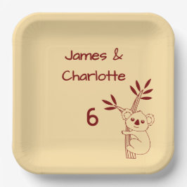 Butter Gelb Australische Tiere 6. Geburtstag Pappteller