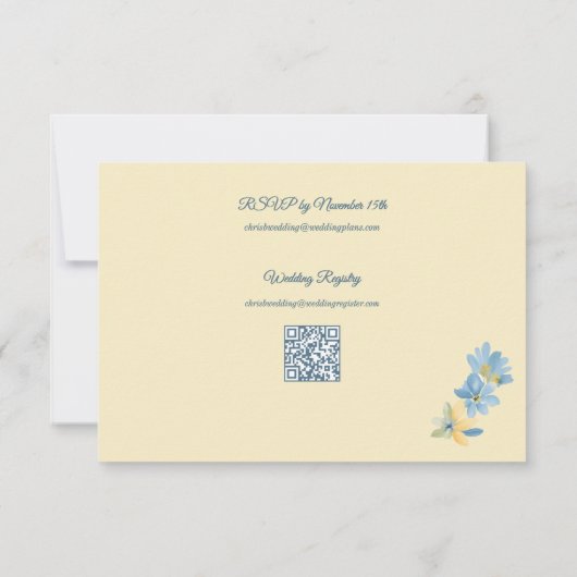 Butter Gelb blass Blütenblau RSVP Karte (Rückseite)