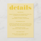 Butter Gelb einfache Hochzeitsdetails Begleitkarte (Vorderseite)