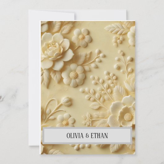 Butter gelb & grün Elegant Blumen Einladung (Rückseite)