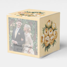 Butter-Gelb-Rose-Bouquet-Hochzeitsstich-Foto Geschenkschachtel