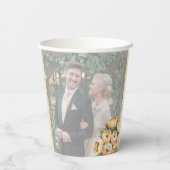 Butter-Gelb-Rose-Bouquet-Hochzeitsstich-Foto Pappbecher (Rückseite)