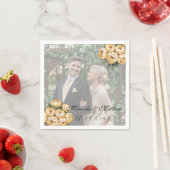 Butter-Gelb-Rose-Bouquet-Hochzeitsstich-Foto Serviette (Beispiel)