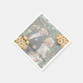 Butter-Gelb-Rose-Bouquet-Hochzeitsstich-Foto Serviette (Ecke)