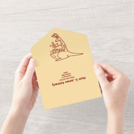 Butter Gelb & Rot Australische Tiere Geburtstag All In One Einladung