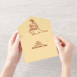 Butter Gelb & Rot Australische Tiere Geburtstag All In One Einladung