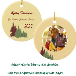 Butter Gelb Rot & Grün Kiefer Weihnachten Keramik Ornament