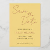 Butter Gelbe einfache Hochzeit Save the Date Folieneinladung (Vorderseite)