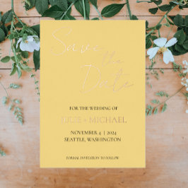 Butter Gelbe einfache Hochzeit Save the Date Folieneinladung
