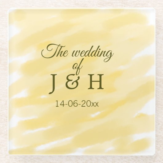 Butter gelbe Pastellgelbe die Hochzeit des Paares  Glasuntersetzer (Vorderseite)