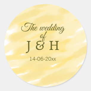 Butter gelbe Pastellgelbe die Hochzeit des Paares Runder Aufkleber