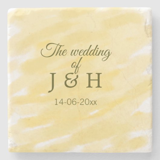 Butter gelbe Pastellgelbe die Hochzeit des Paares Steinuntersetzer (Vorderseite)