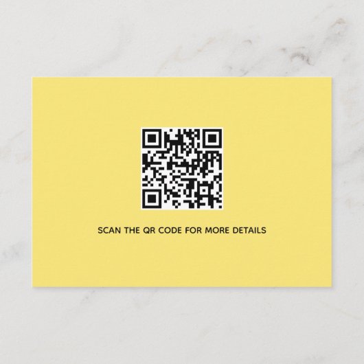 Butter gelbe Rose Blume QR Hochzeit Details Begleitkarte (Rückseite)