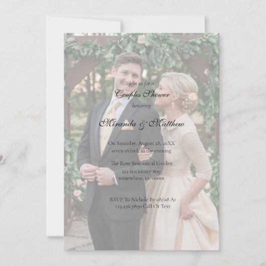 Butter-Gelbe Rose Bouquet Couples Dusche Einladung (Vorderseite)